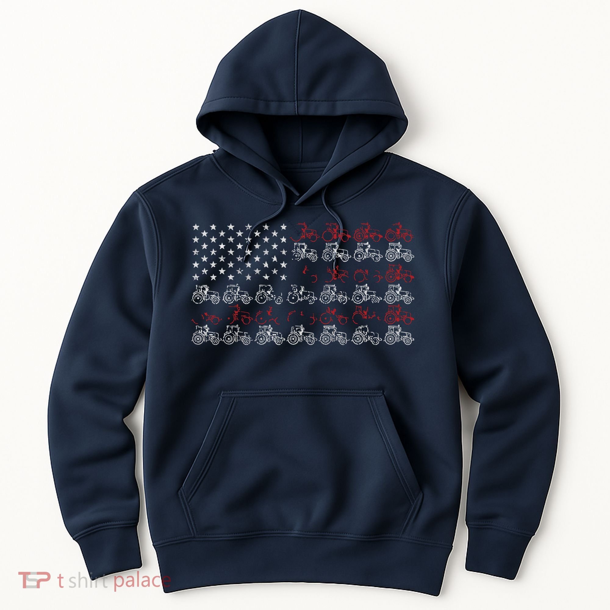 Tractor American Flag Farmer Hoodie