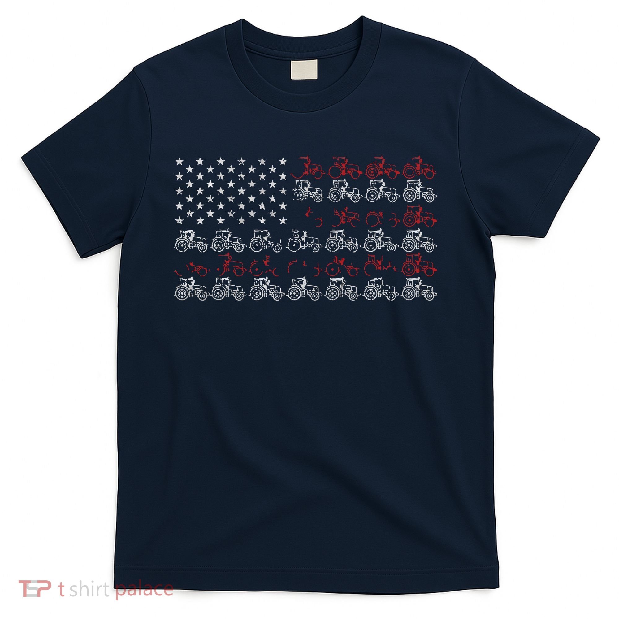 Tractor American Flag Farmer T-Shirt