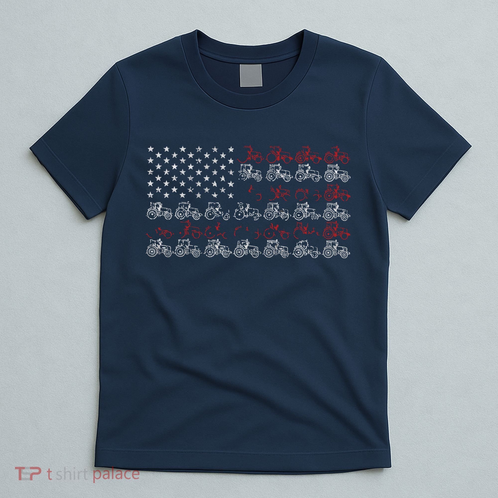 Tractor American Flag Farmer T-Shirt
