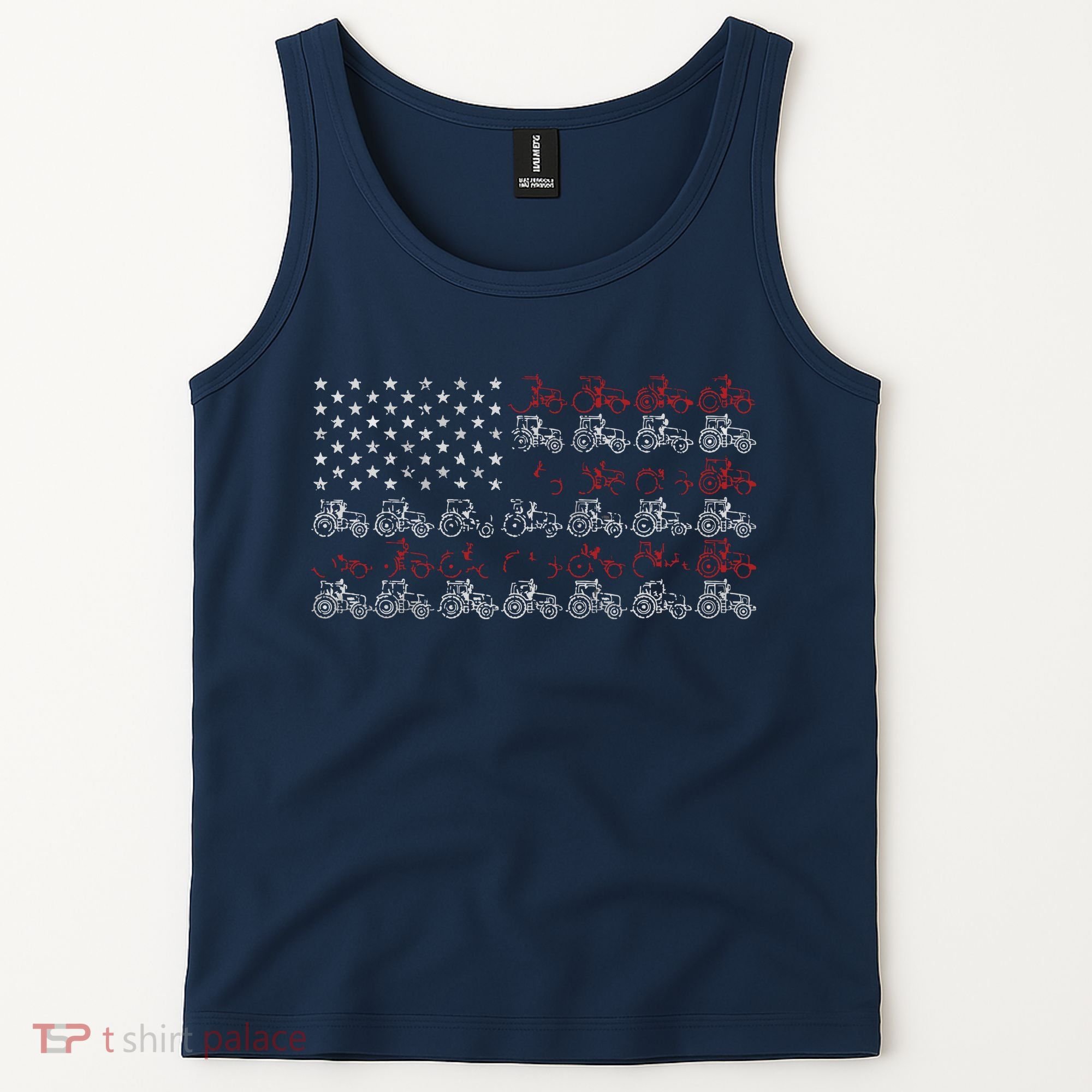 Tractor American Flag Farmer Tank Top