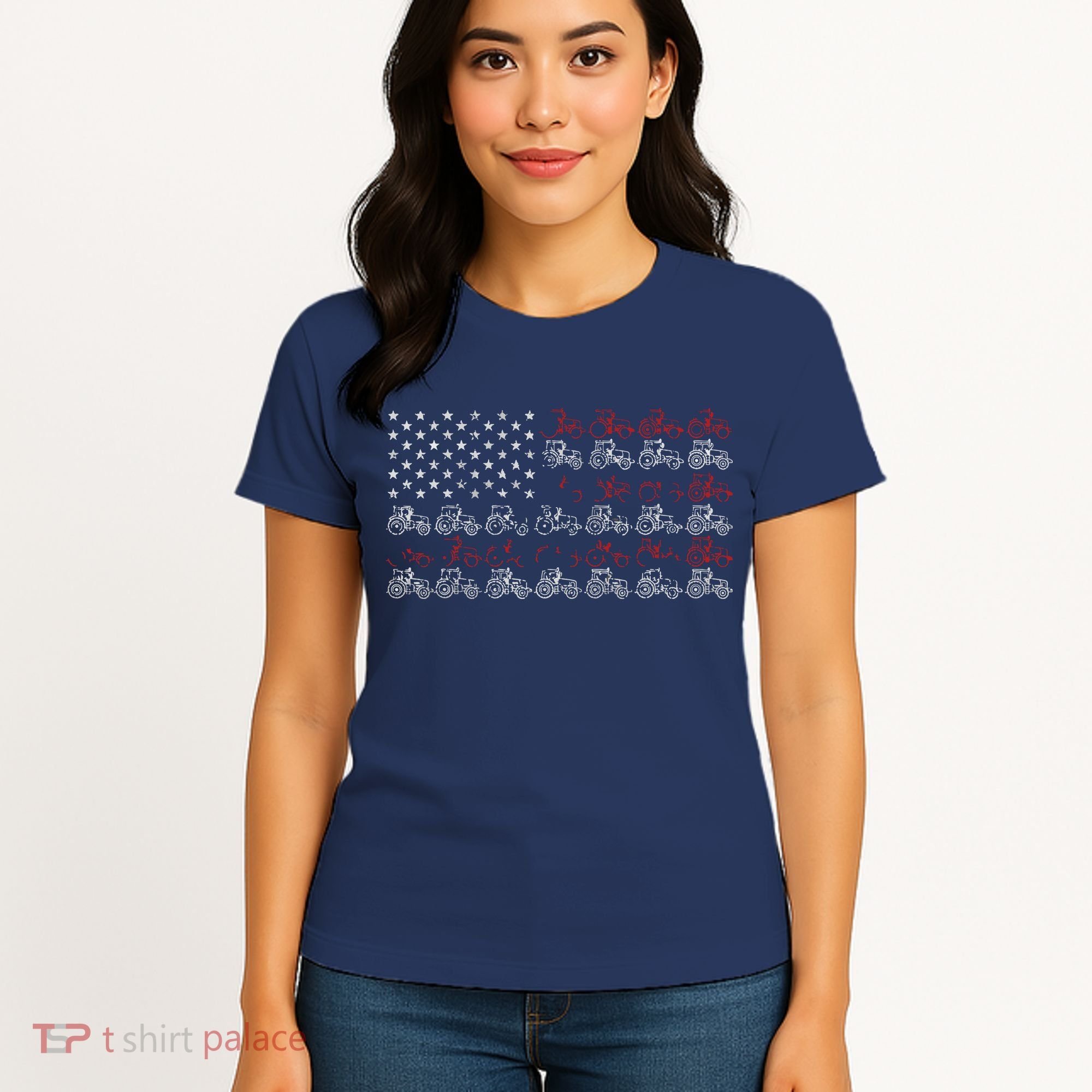 Tractor American Flag Farmer Women's T-Shirt