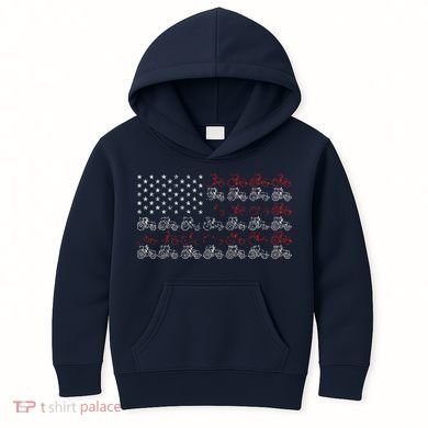 Tractor American Flag Farmer Kids Hoodie