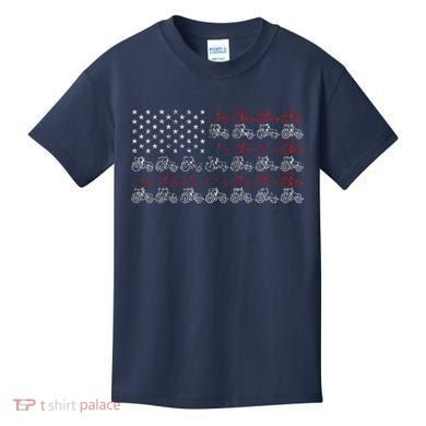 Tractor American Flag Farmer Kids T-Shirt