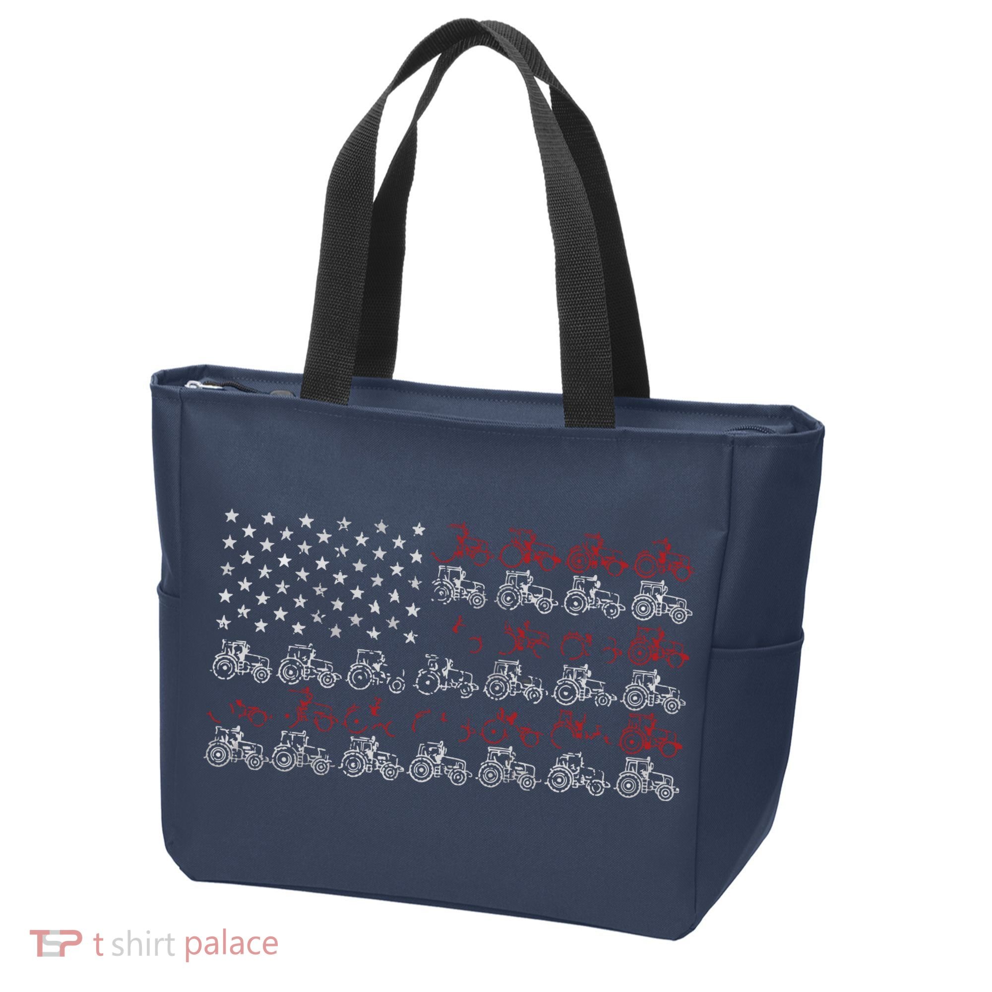 Tractor American Flag Farmer Tote Bag