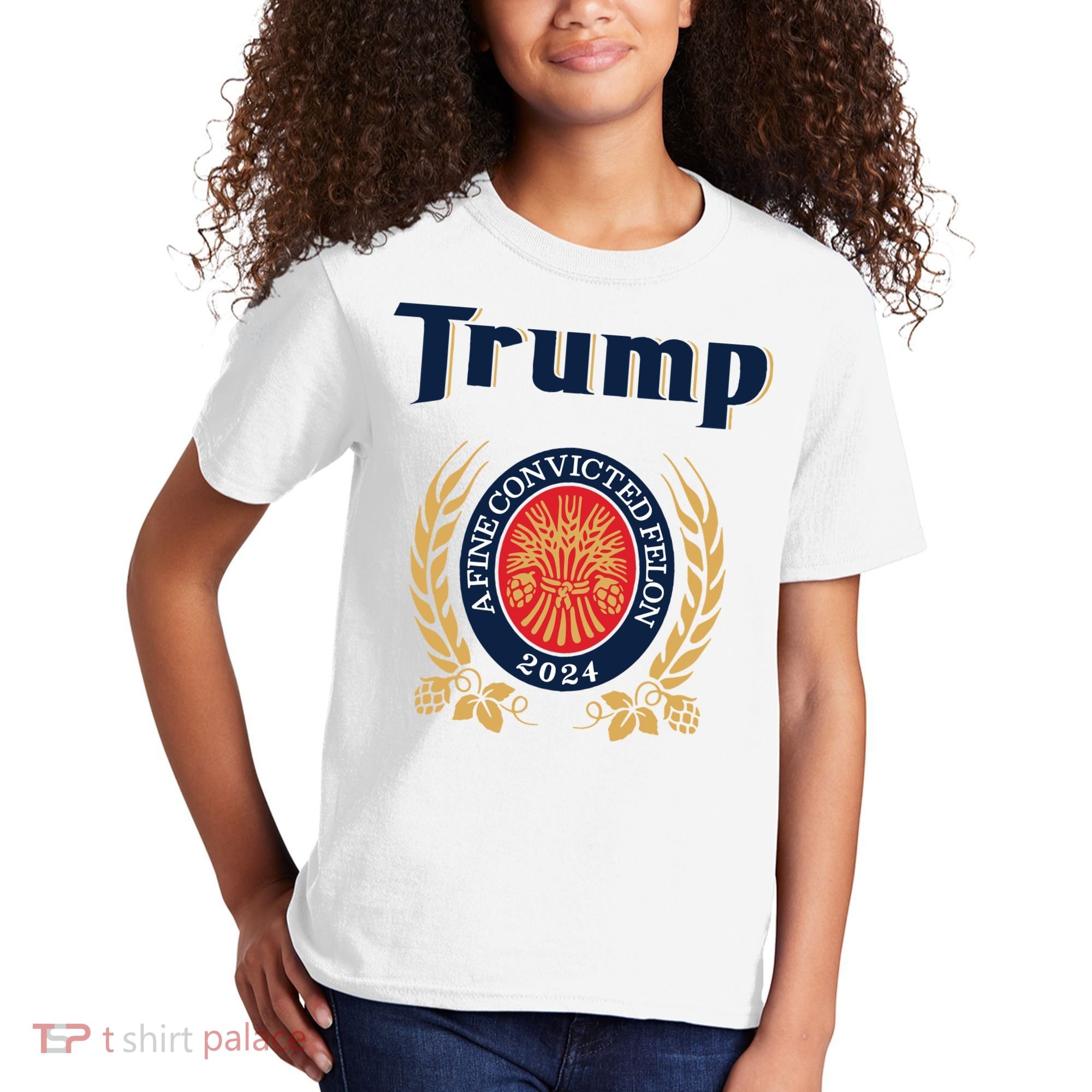 Trump A Fine Convicted Felon 2024 Beer Kids T-Shirt