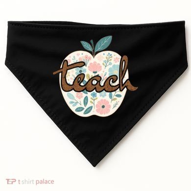 Teacher Apple Floral USA-Made Doggie Bandana