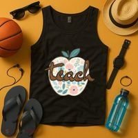 Teacher Apple Floral Tank Top thumb 4