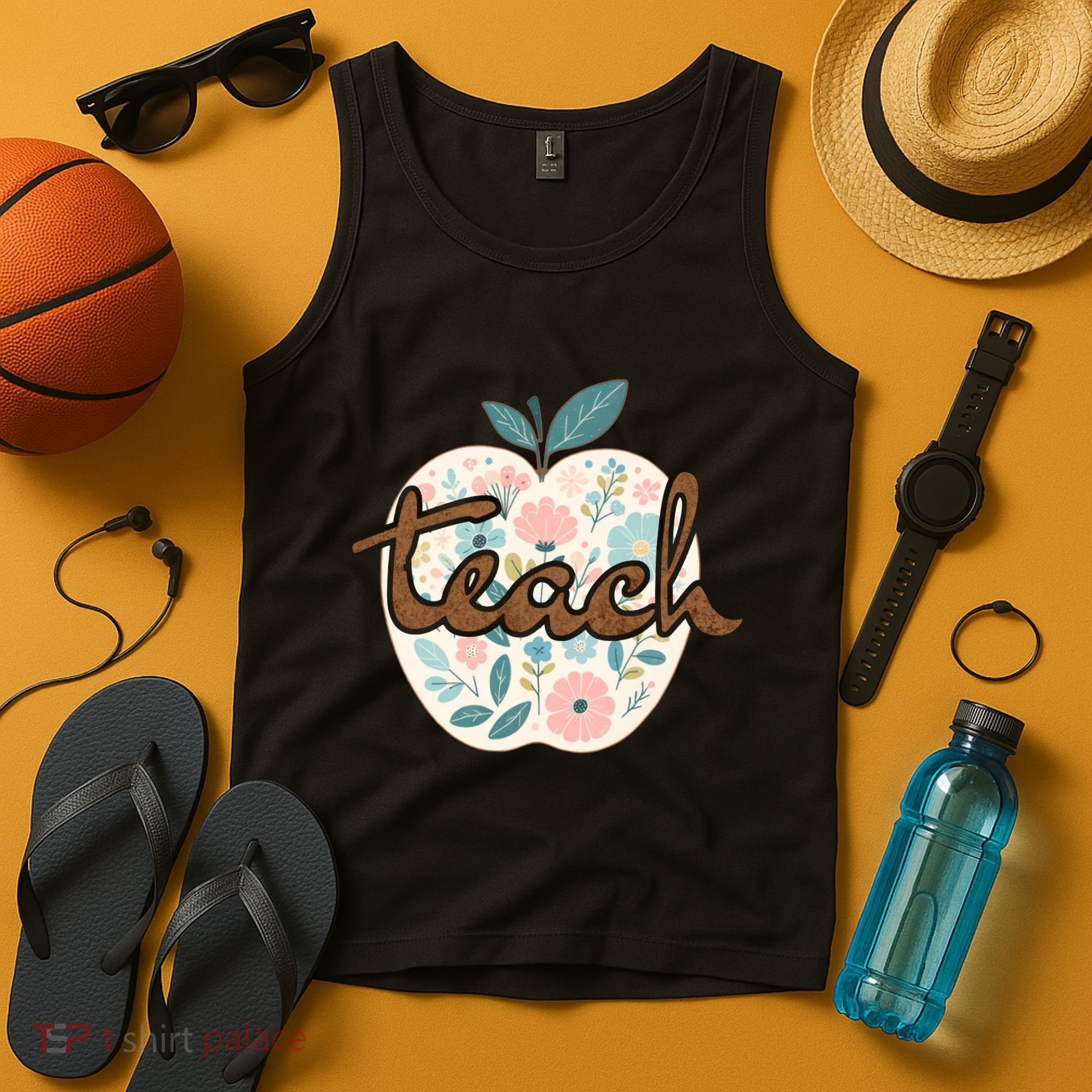 Teacher Apple Floral Tank Top