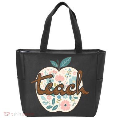 Teacher Apple Floral Tote Bag