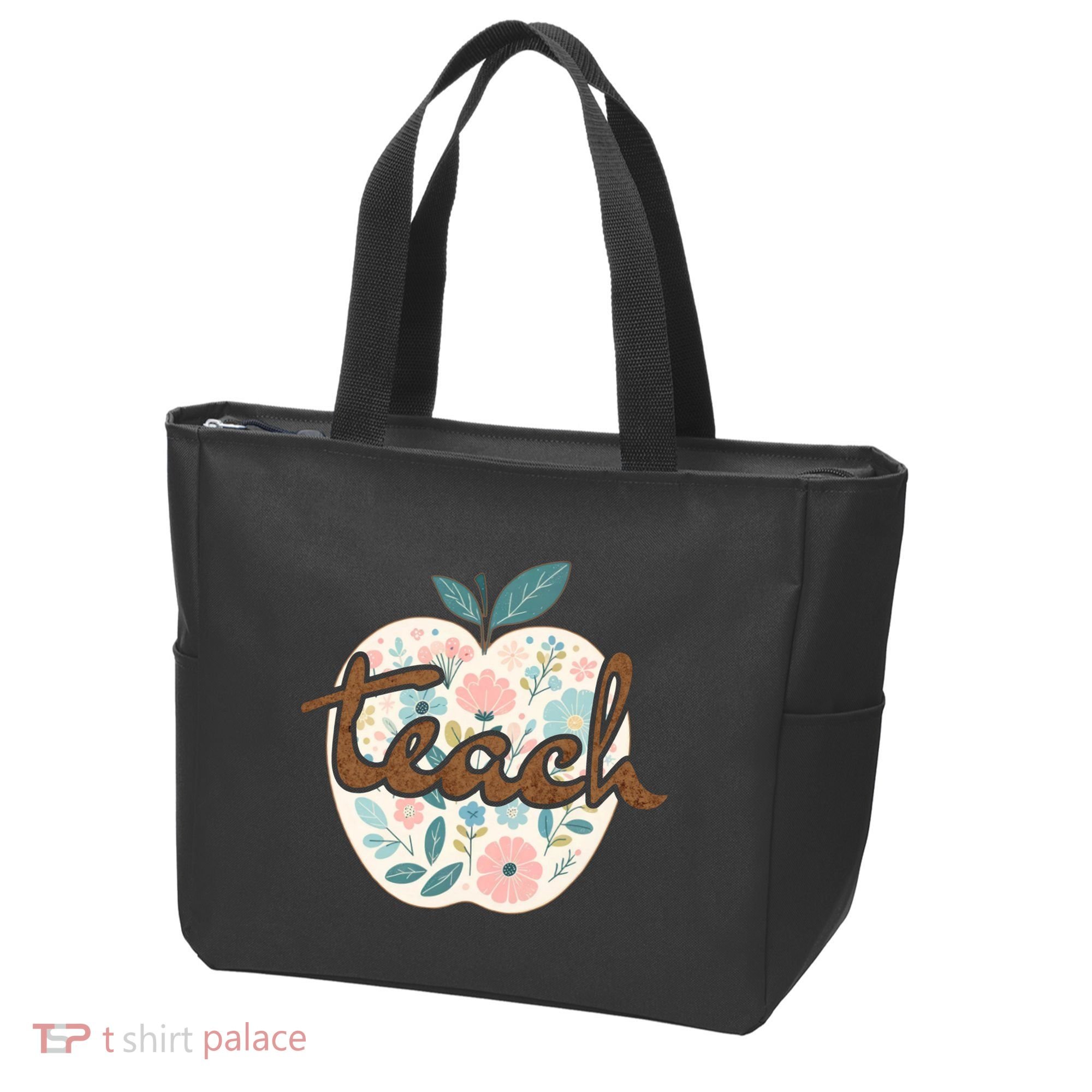 Teacher Apple Floral Tote Bag