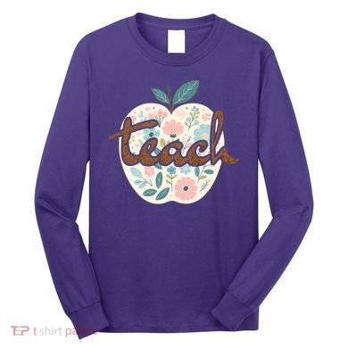 Teacher Apple Floral Long Sleeve Shirt