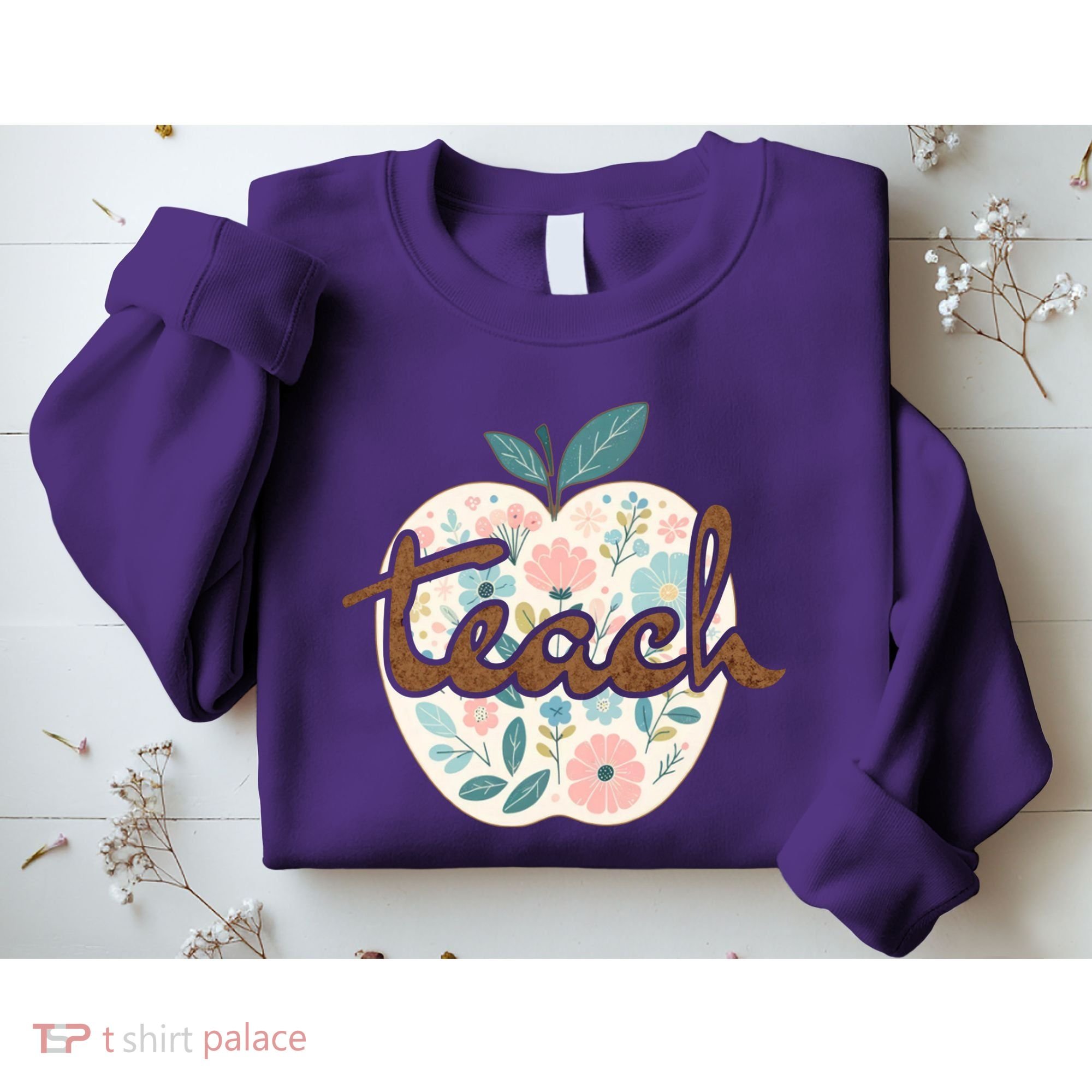 Teacher Apple Floral Sweatshirt