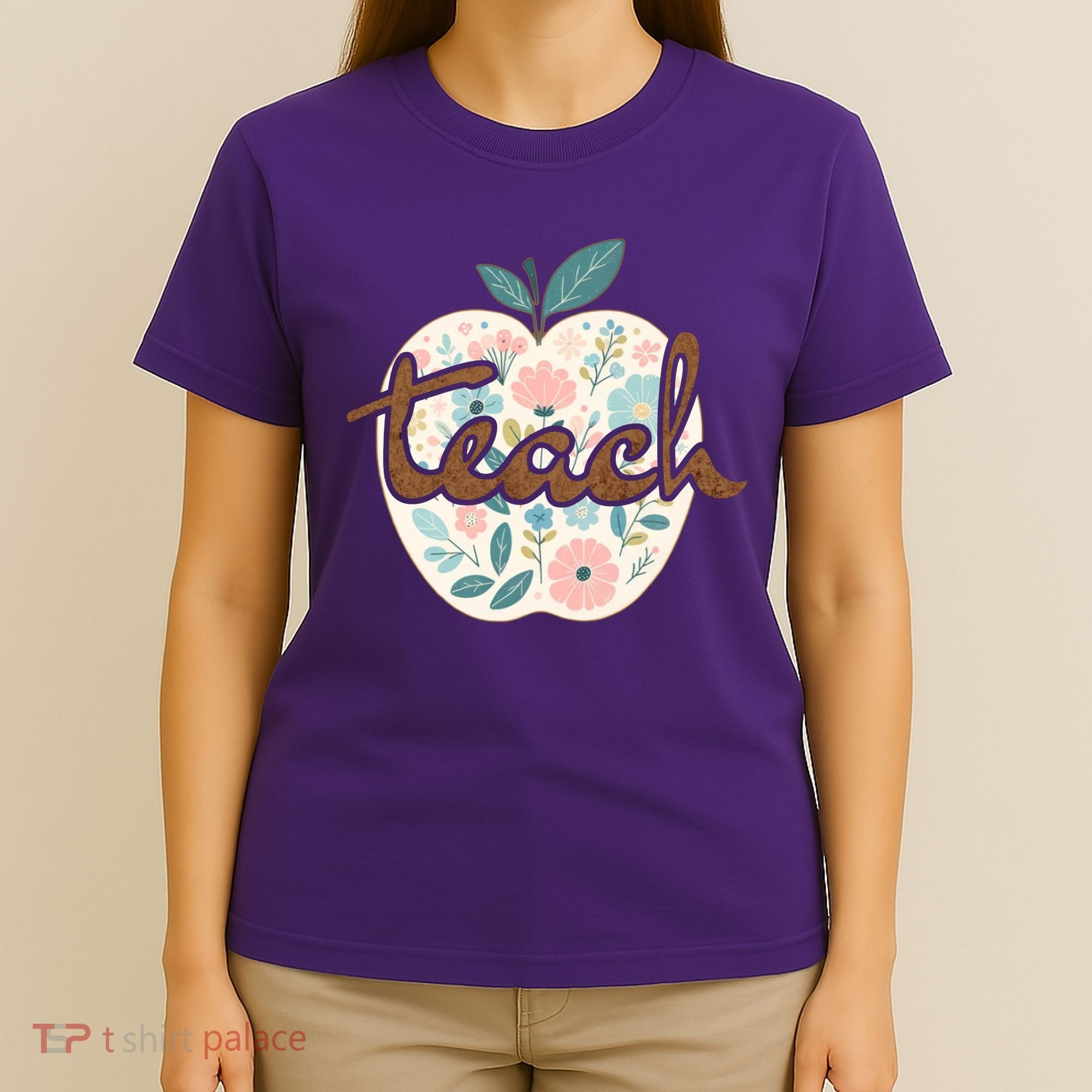 Teacher Apple Floral T-Shirt