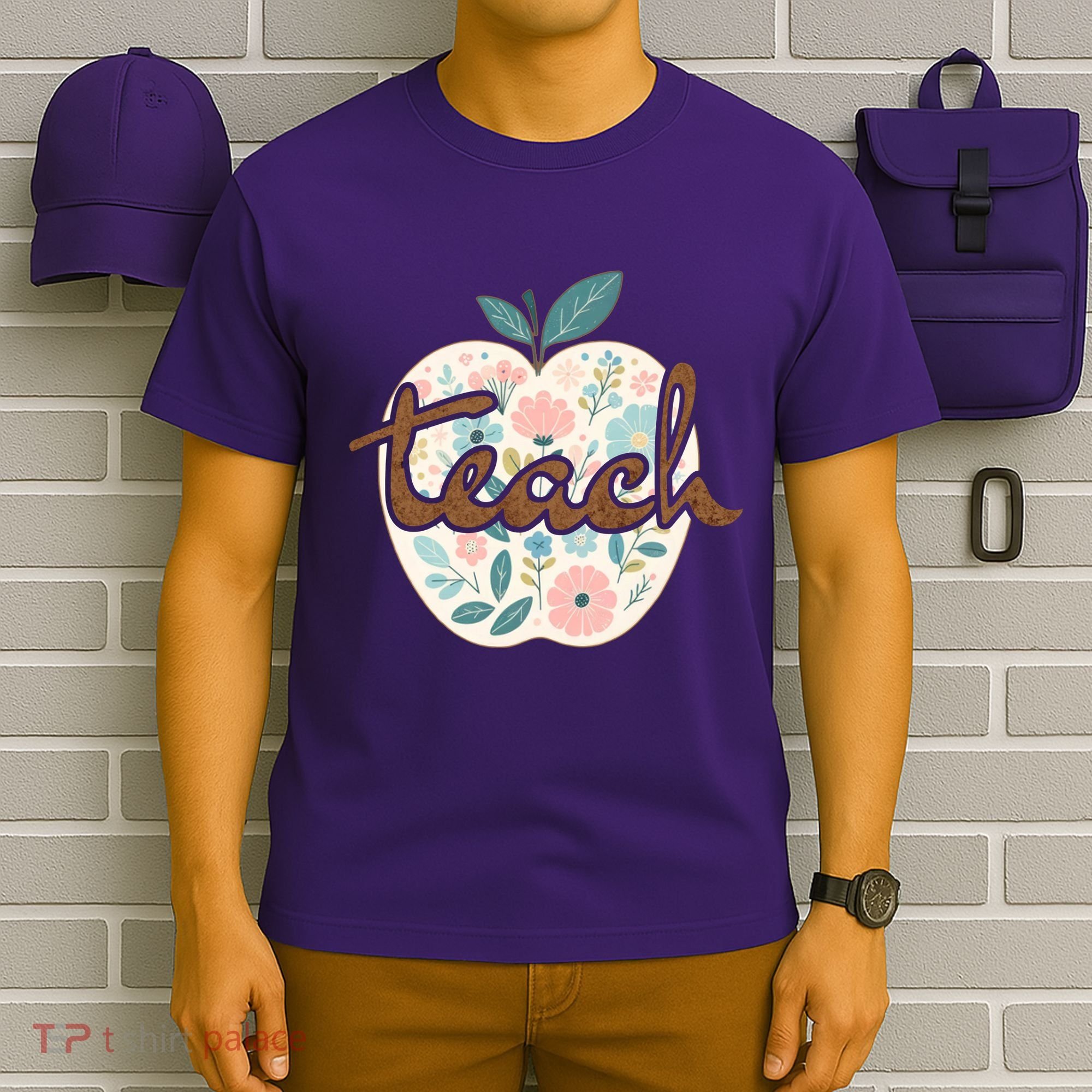 Teacher Apple Floral T-Shirt