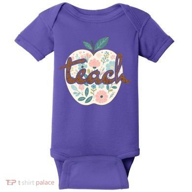 Teacher Apple Floral Baby Bodysuit