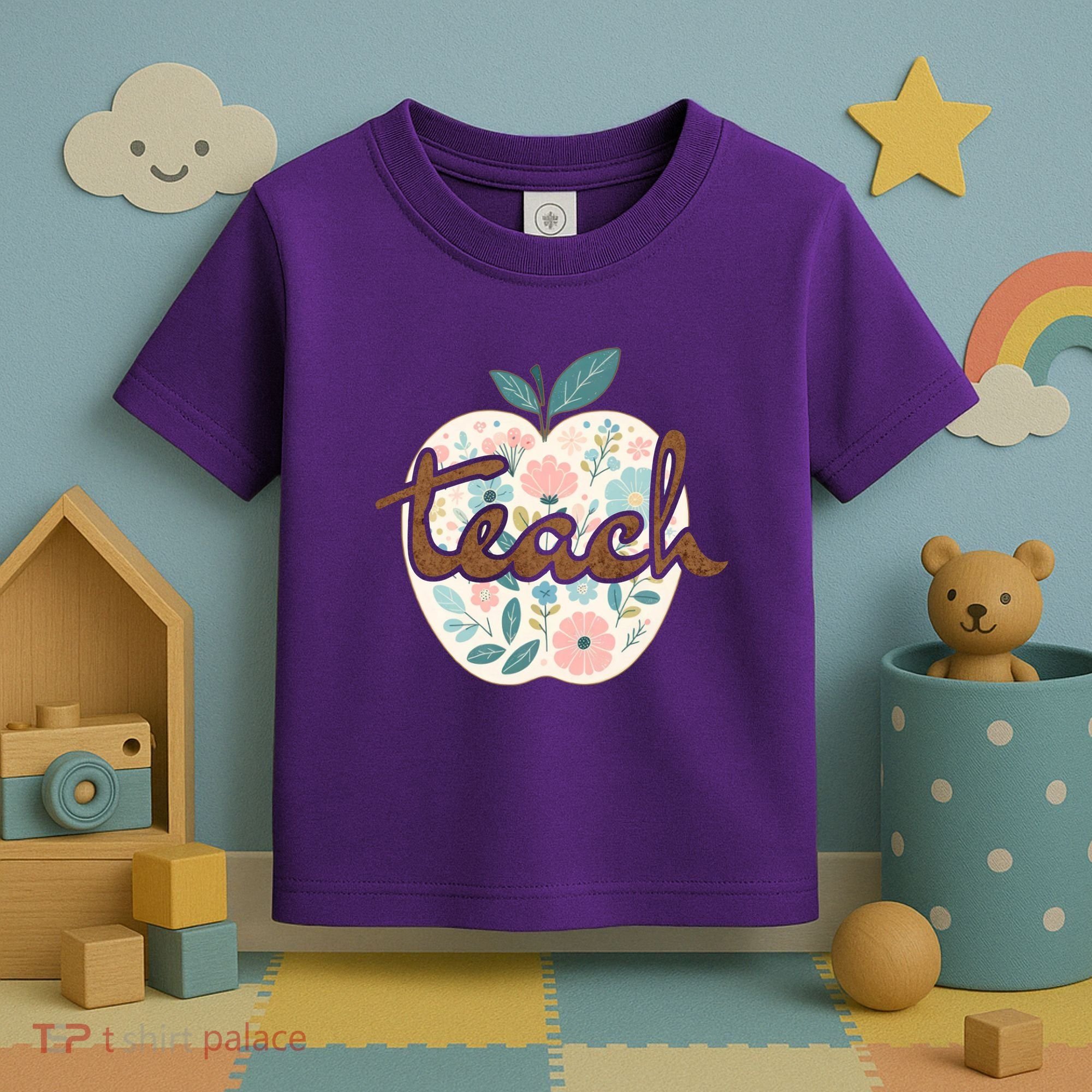 Teacher Apple Floral Toddler T-Shirt
