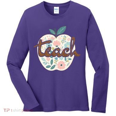 Teacher Apple Floral Women's Long Sleeve Shirt