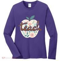 Teacher Apple Floral Women's Long Sleeve Shirt thumb 0