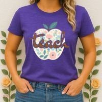 Teacher Apple Floral Women's T-Shirt thumb 2