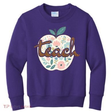 Teacher Apple Floral Kids Sweatshirt