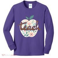 Teacher Apple Floral Kids Long Sleeve Shirt thumb 0