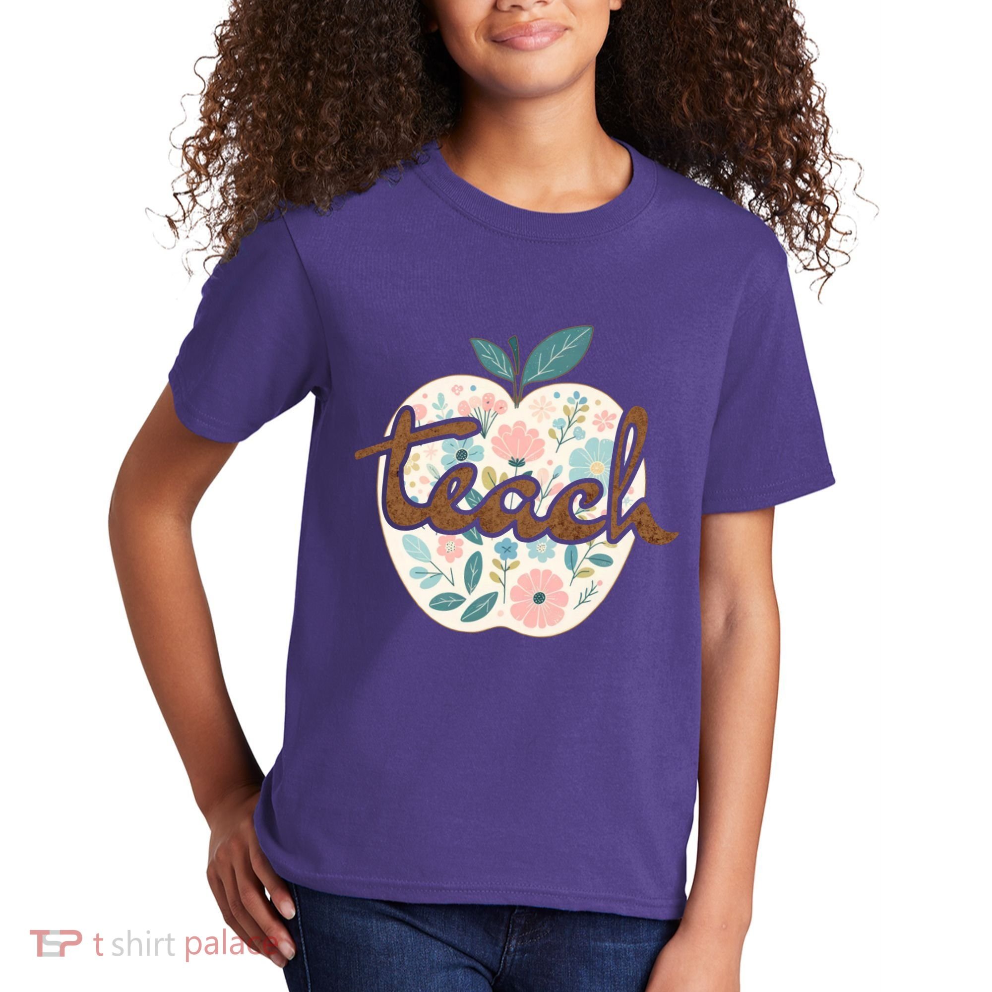 Teacher Apple Floral Kids T-Shirt