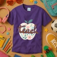 Teacher Apple Floral Kids T-Shirt thumb 3