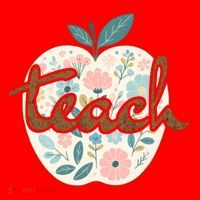 Teacher Apple Floral Santa Hat thumb 1