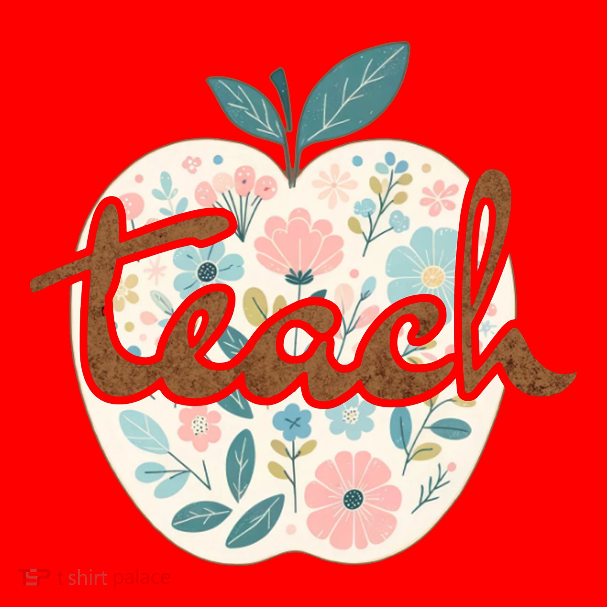 Teacher Apple Floral Santa Hat