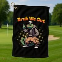 Teacher Appreciation Funny Cameleon Lizard Grad Bruh We Out Gift Golf Towel thumb 1