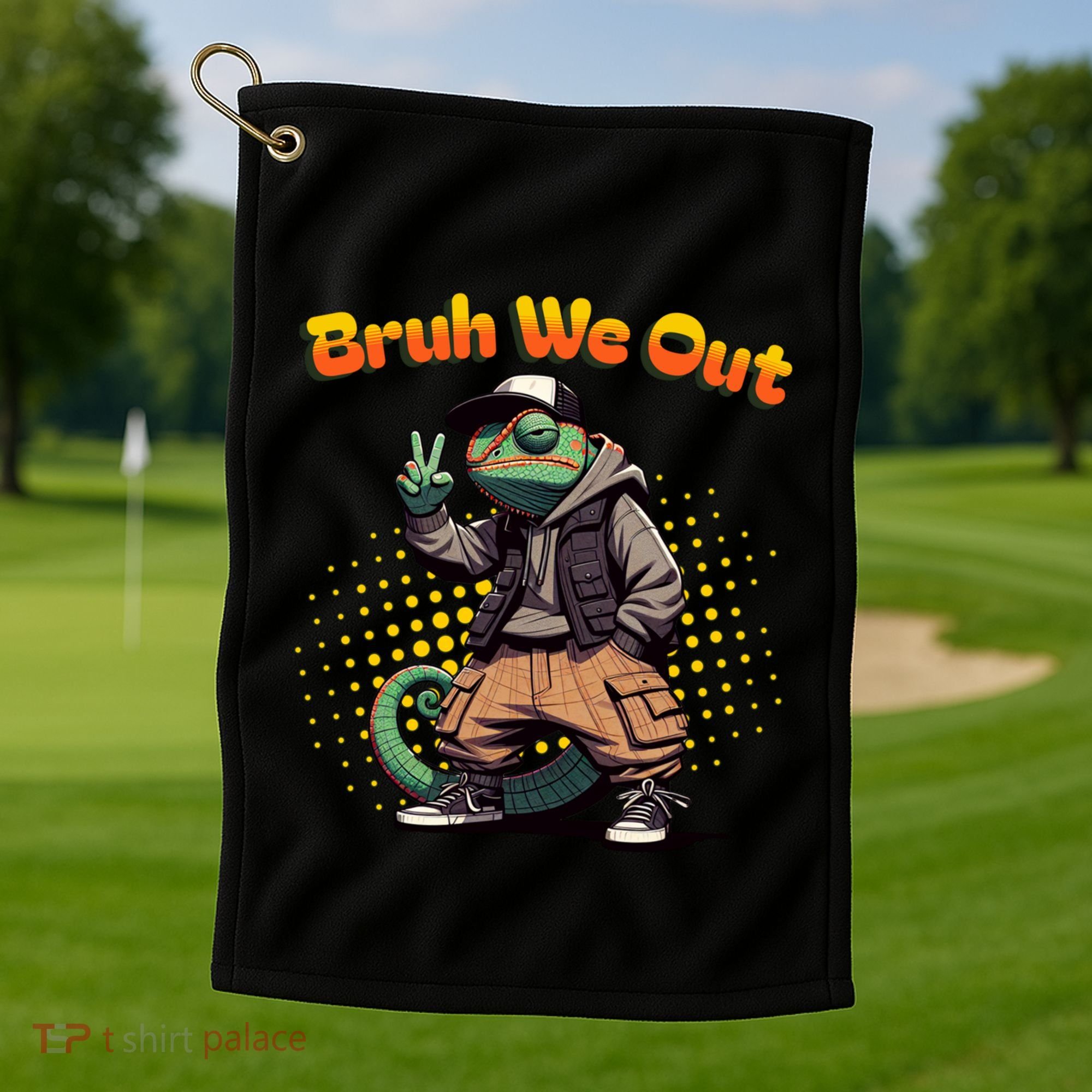 Teacher Appreciation Funny Cameleon Lizard Grad Bruh We Out Gift Golf Towel