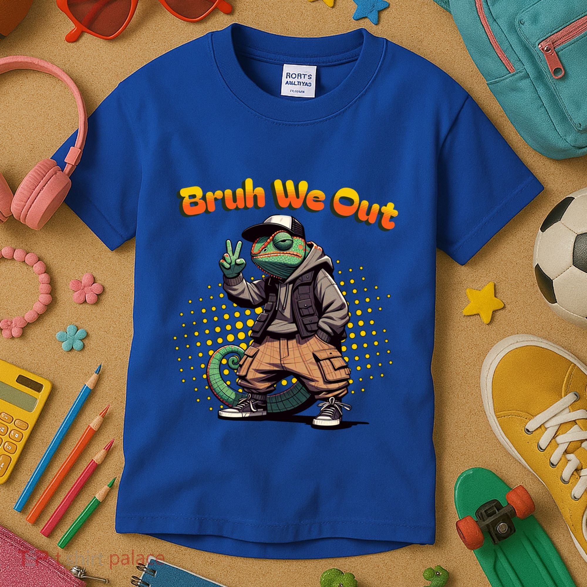 Teacher Appreciation Funny Cameleon Lizard Grad Bruh We Out Gift Kids T-Shirt