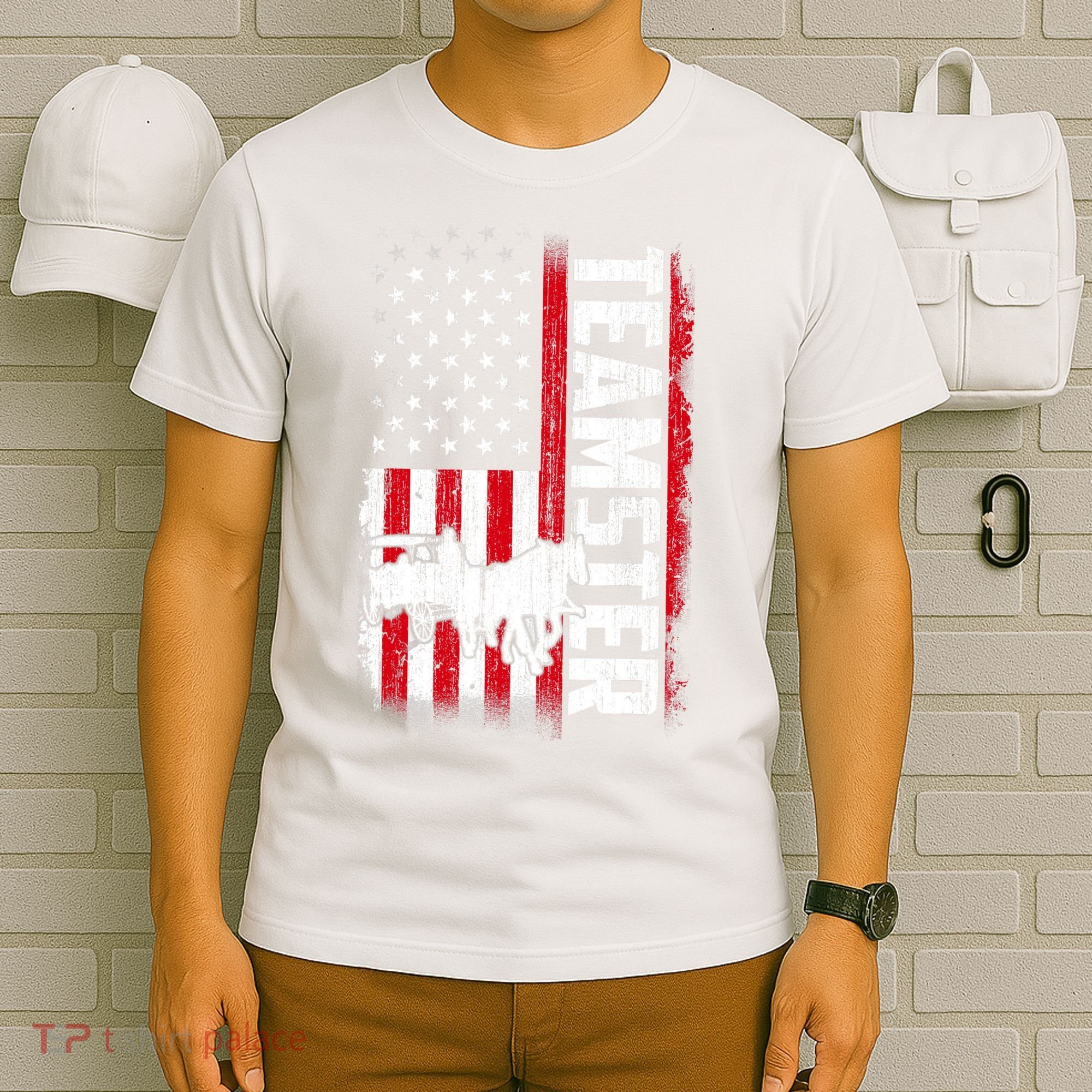Teamster American Flag Funny Quotes Sayings T-Shirt
