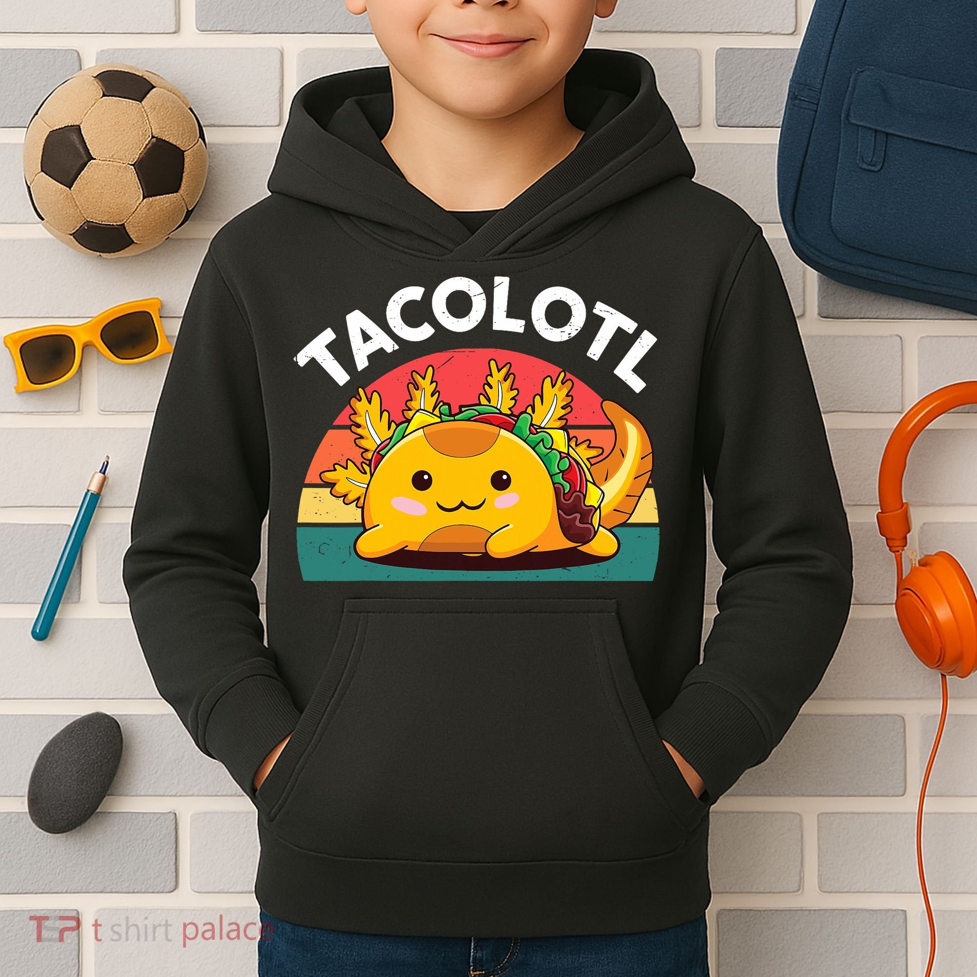 Taco Axolotl- Funny Taco Tuesday Mexican Kids Hoodie