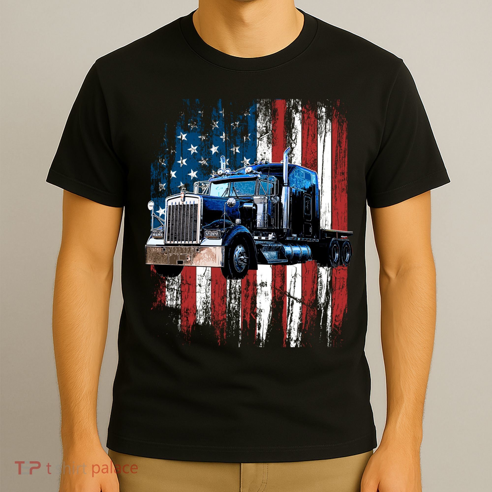 Trucker American Flag Truck Driver Hoodie Truck Driver Gift T-Shirt