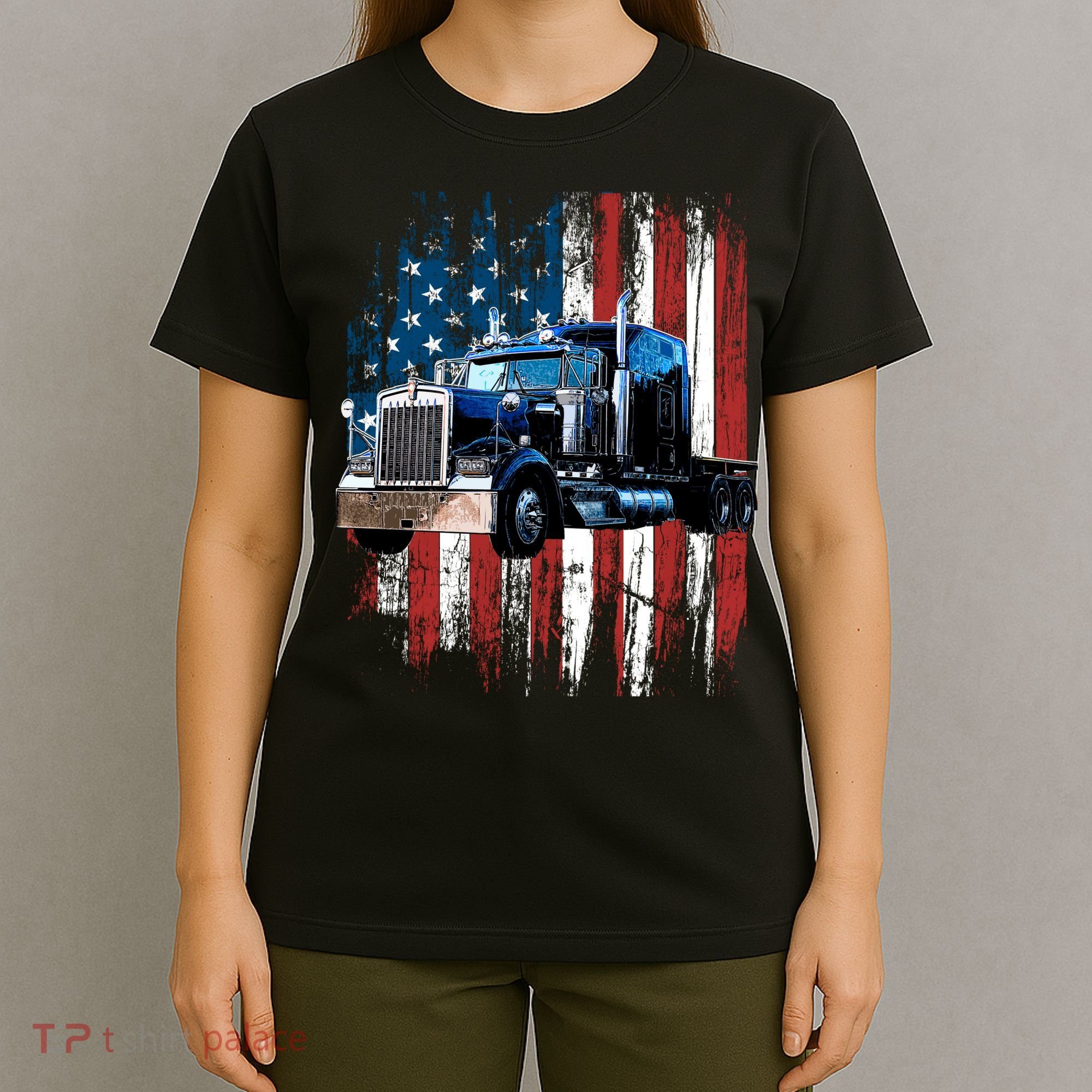 Trucker American Flag Truck Driver Hoodie Truck Driver Gift T-Shirt