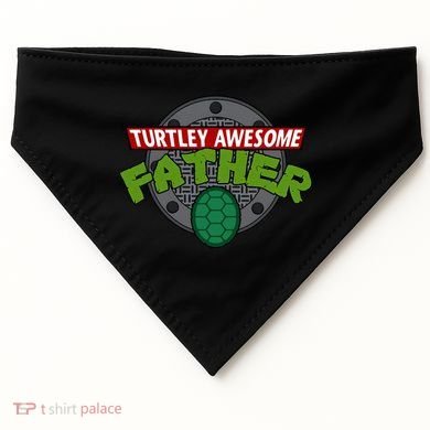 Turtley Awesome Father Awesome Fathers Day USA-Made Doggie Bandana