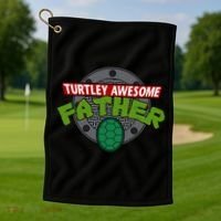 Turtley Awesome Father Awesome Fathers Day Golf Towel thumb 1