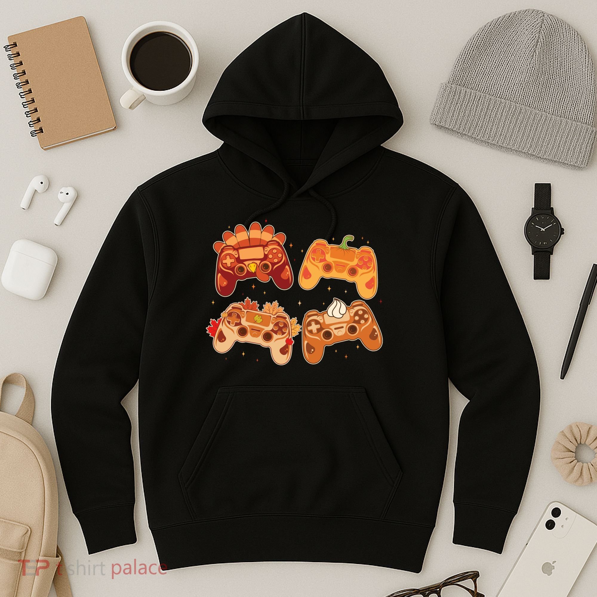 Thanksgiving Autumn Fall Video Game Controllers Hoodie