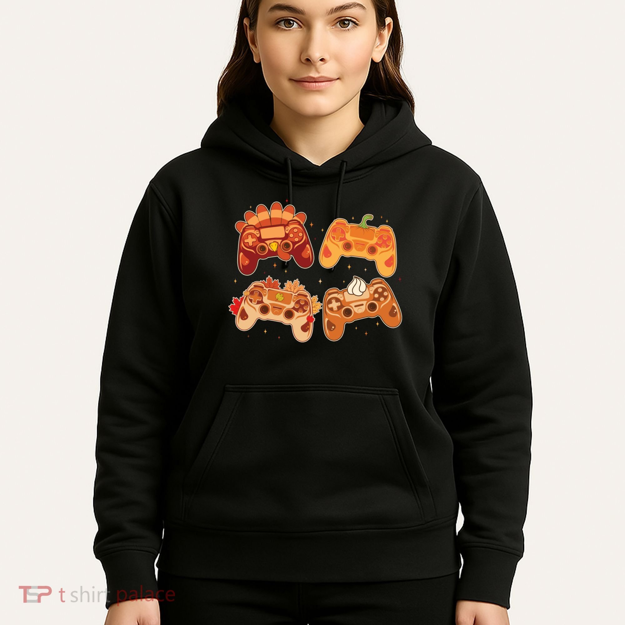 Thanksgiving Autumn Fall Video Game Controllers Hoodie