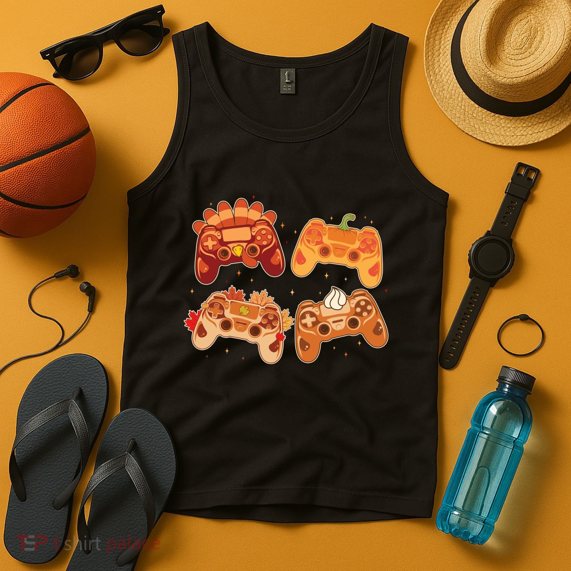 Thanksgiving Autumn Fall Video Game Controllers Tank Top