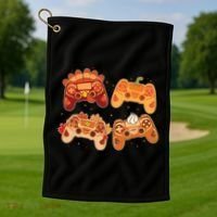 Thanksgiving Autumn Fall Video Game Controllers Golf Towel thumb 1