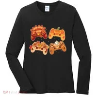 Thanksgiving Autumn Fall Video Game Controllers Women's Long Sleeve Shirt thumb 0