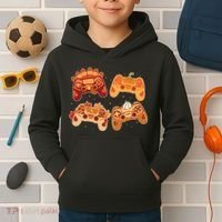 Thanksgiving Autumn Fall Video Game Controllers Kids Hoodie thumb 2