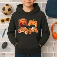 Thanksgiving Autumn Fall Video Game Controllers Kids Hoodie thumb 2