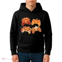 Thanksgiving Autumn Fall Video Game Controllers Kids Hoodie thumb 4