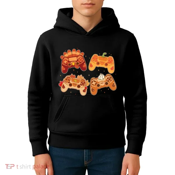 Thanksgiving Autumn Fall Video Game Controllers Kids Hoodie