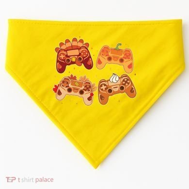 Thanksgiving Autumn Fall Video Game Controllers USA-Made Doggie Bandana