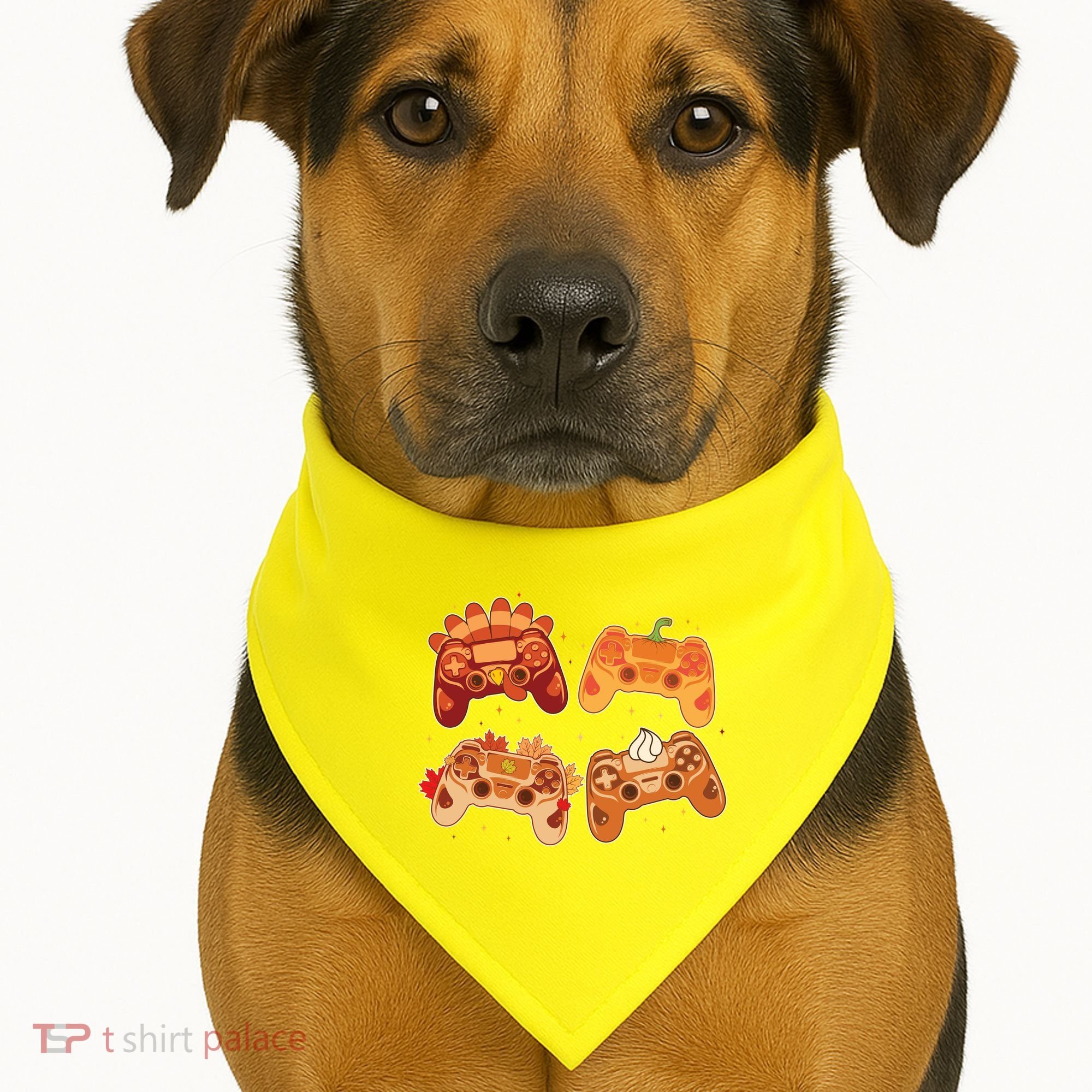 Thanksgiving Autumn Fall Video Game Controllers USA-Made Doggie Bandana