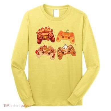Thanksgiving Autumn Fall Video Game Controllers Long Sleeve Shirt
